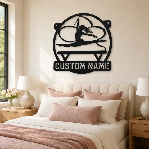 Vue alternative de Décoration murale en métal personnalisée gymnaste rythmique avec ruban