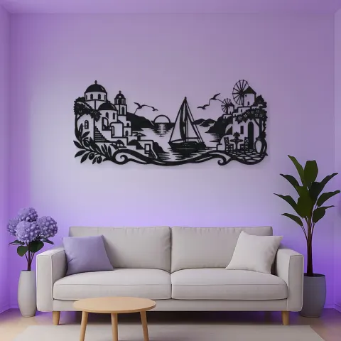 Greek Island Sail Metal Wall Art | Coastal and Nautical Wall Decor alternative Ansicht