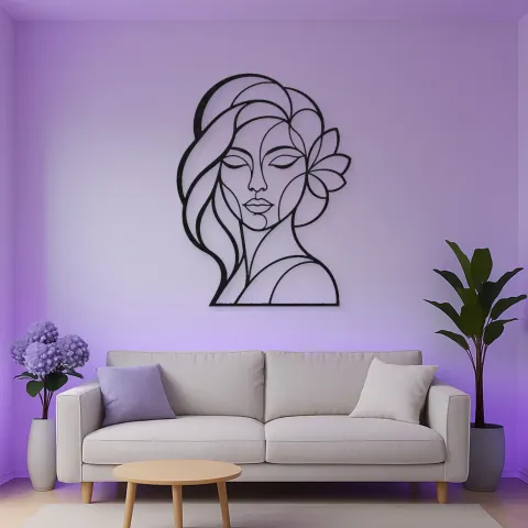 Geometric Face Muse Metal Wall Art | Minimalist Woman Line Art alternative Ansicht