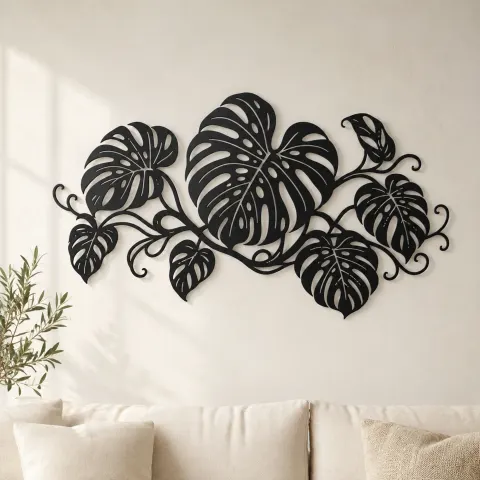 Monstera Leaf Rhythm Metal Wall Art | Botanical Metal Wall Decor