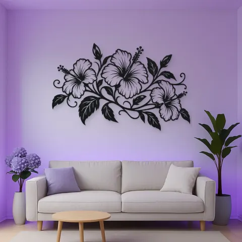 Hibiscus Flow Metal Wall Art | Botanical Metal Wall Decor alternative Ansicht