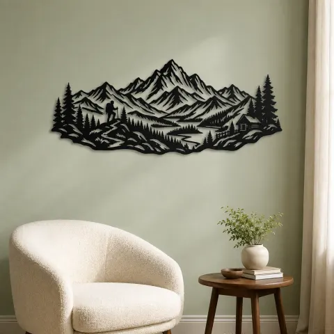 Vue alternative de Wild Summit Trail Metal Wall Art | Nature Silhouette Decor