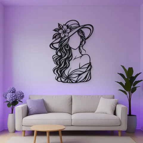 Faceless Fashion Muse Metal Wall Art | Minimalist Woman Line Art alternative Ansicht