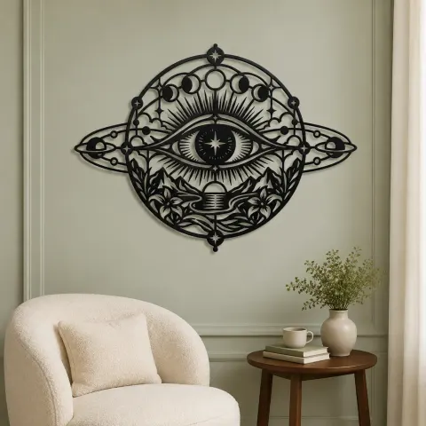Vue alternative de Cosmic Eye Symbol Metal Wall Art | Spiritual Boho Metal Decor