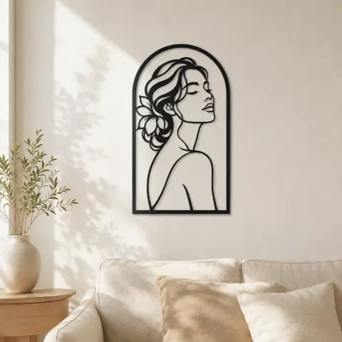 Beauty in Arch Metal Wall Art | Minimalist Woman Line Art