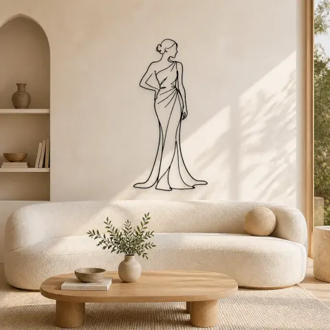 Décoration murale en métal "Robe à Une Épaule" | Décor Murale Figure de Mode