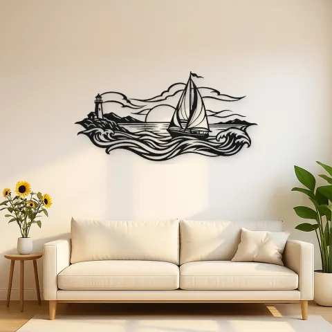 Sailboat Horizon Metal Wall Art | Coastal and Nautical Wall Decor