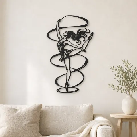 Ribbon Dancer Metal Wall Art | Movement Silhouette Decor