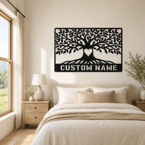 Vue alternative de Décoration murale en métal personnalisée Arbre feuillu avec cœur