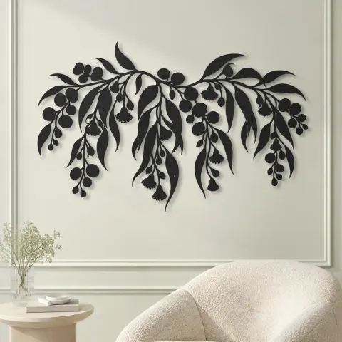 Vue alternative de Eucalyptus Cascade Metal Wall Art | Botanical Metal Wall Decor