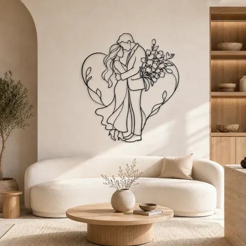 Insegna in Metallo Amanti Regalo di Fiori | Decorazione Romantica Coppia