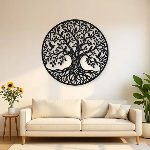 Tree with Birds Metal Wall Art | Wildlife Silhouette Decor
