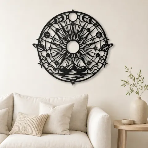 Radiant Sunburst Metal Wall Art | Celestial Boho Wall Decor