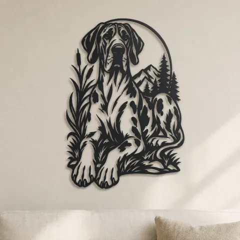 Great Dane Minimal Metal Wall Art | Pet Lover Silhouette Decor