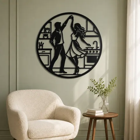 Vue alternative de Dancing in Kitchen Metal Wall Art | Cozy Home Metal Decor