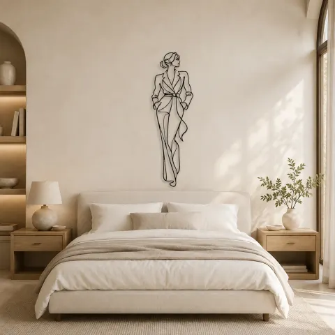 Vue alternative de Décoration murale en métal "Ligne de mode contemporaine" | Décor mural figure de mode