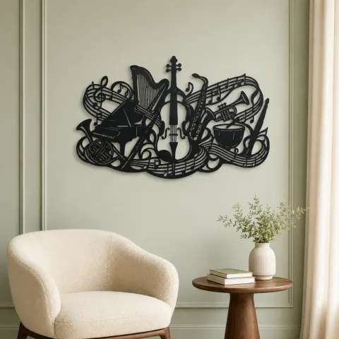 Vue alternative de Orchestra Instrument Fusion Metal Wall Art | Music Room Wall Decor