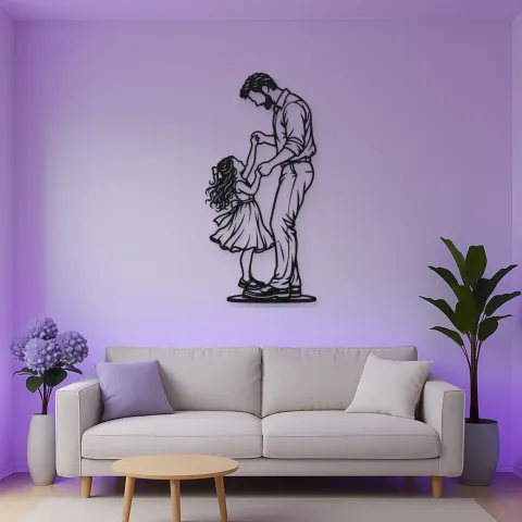 Vista alternativa de Father Daughter Dance Metal Wall Art | Family Silhouette Decor