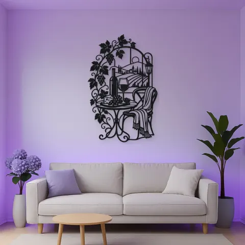 Vue alternative de Wine Glass Vine Metal Wall Art | Botanical Metal Wall Decor