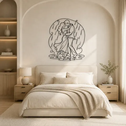 Vue alternative de Décoration murale en métal "Couple en Danse Sous la Pluie" | Décor Romantique