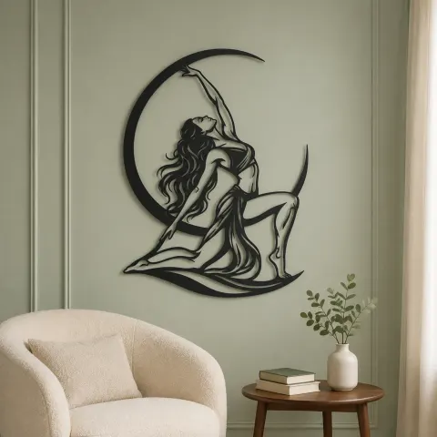 Vue alternative de Moon Salutation Metal Wall Art | Movement Silhouette Decor