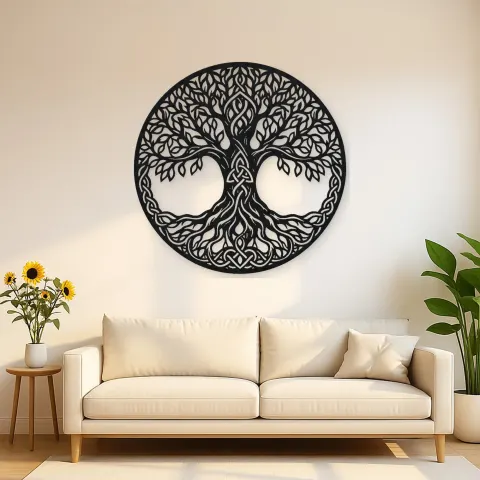 Celtic Roots Tree Metal Wall Art | Botanical Metal Wall Decor