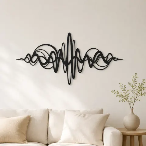 Continuous Sound Wave Metal Wall Art | Music Room Wall Decor