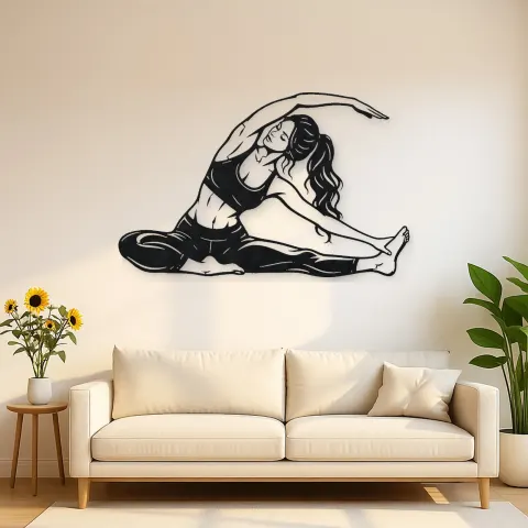 Seated Side Stretch Metal Wall Art | Movement Silhouette Decor