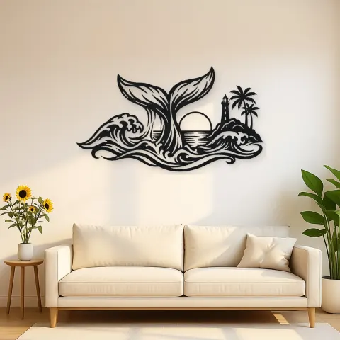 Whale Tail Ocean Metal Wall Art | Coastal and Nautical Wall Decor