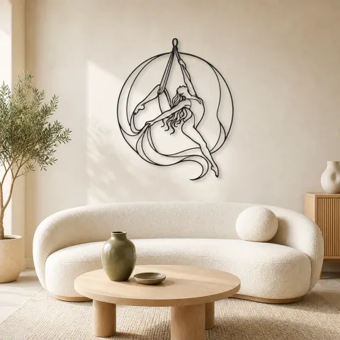 Décoration murale en métal "Danseuse de soie aérienne" | Décor mural de danse aérienne