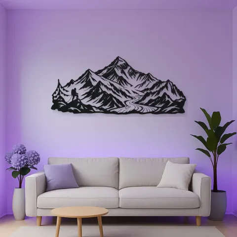 Vista alternativa de Minimal Everest Tribute Metal Wall Art | Nature Silhouette Decor
