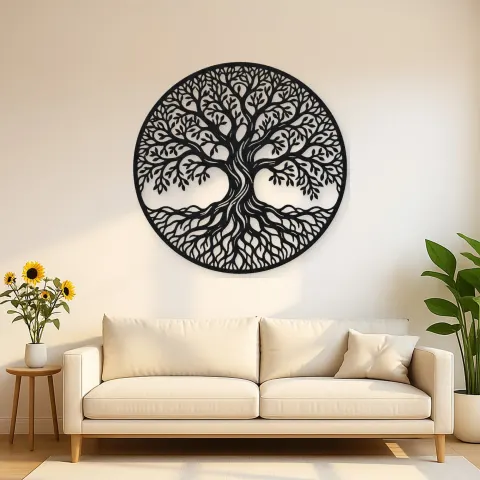 Infinite Roots Tree Metal Wall Art | Botanical Metal Wall Decor