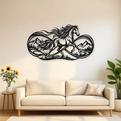 Infinite Horse Line Metal Wall Art | Equestrian Wall Decor