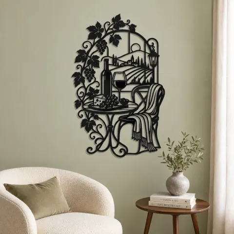 Vue alternative de Wine Glass Vine Metal Wall Art | Botanical Metal Wall Decor
