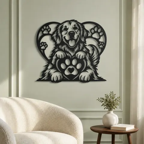 Vue alternative de Dog Paw Heart Metal Wall Art | Pet Lover Silhouette Decor