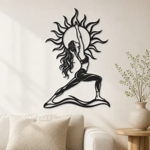 Sun Salutation Metal Wall Art | Movement Silhouette Decor