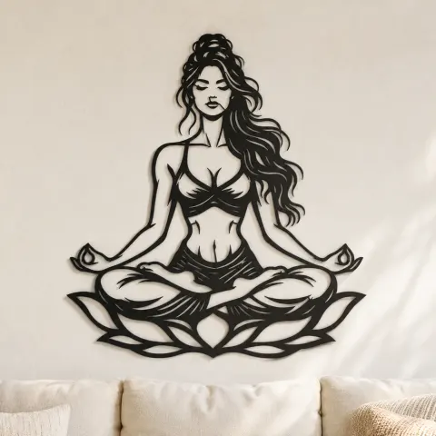 Lotus Meditation Metal Wall Art | Movement Silhouette Decor
