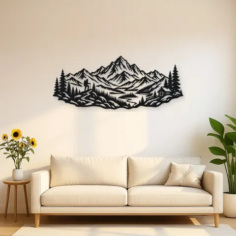 Wild Summit Trail Metal Wall Art | Nature Silhouette Decor