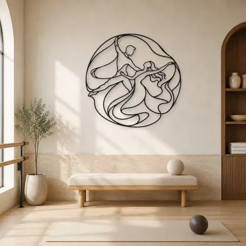 Arte Mural de Metal Espiral de Danza Moderna | Decoración de Pared con Silueta de Danza