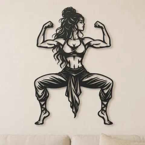 Goddess Pose Strength Metal Wall Art | Movement Silhouette Decor