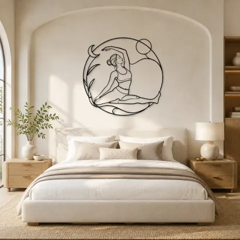Vue alternative de Décoration murale en métal Pose de Canne à Sucre | Décor mural Yoga et Méditation