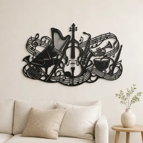 Orchestra Instrument Fusion Metal Wall Art | Music Room Wall Decor