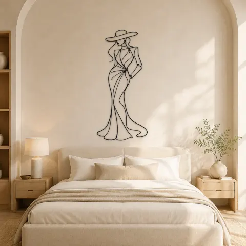 Vue alternative de Décoration murale en métal "Modèle de Chapeau Élégant" | Décor mural figure de mode