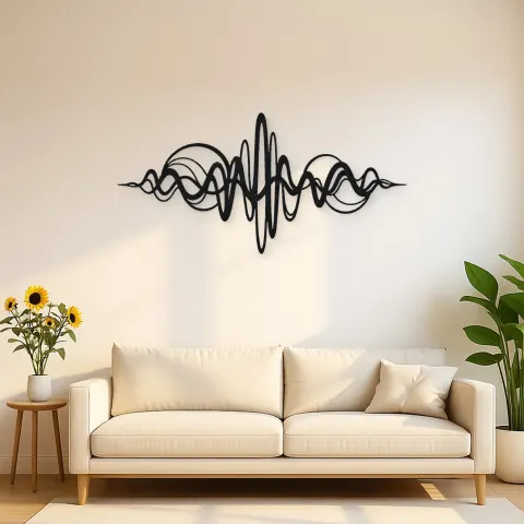 Continuous Sound Wave Metal Wall Art | Music Room Wall Decor