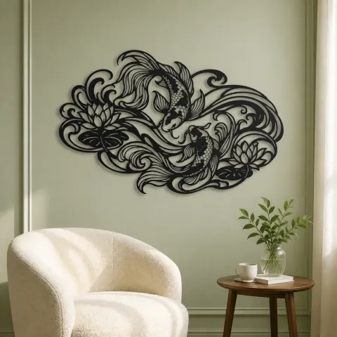 Vue alternative de Koi Water Flow Metal Wall Art | Coastal and Nautical Wall Decor