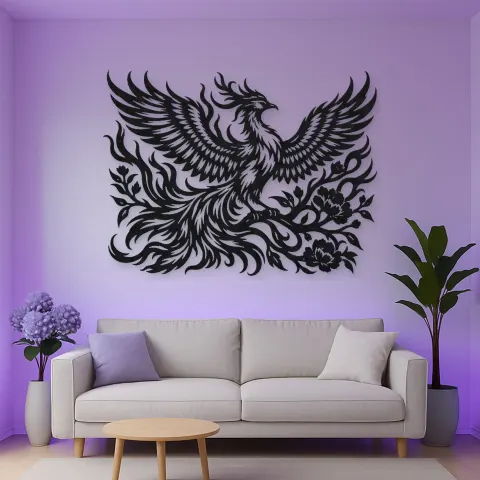 Phoenix Flame Flow Metal Wall Art | Celestial Boho Wall Decor alternative Ansicht