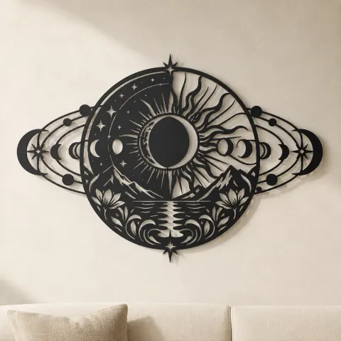 Eclipse Harmony Metal Wall Art | Celestial Boho Wall Decor