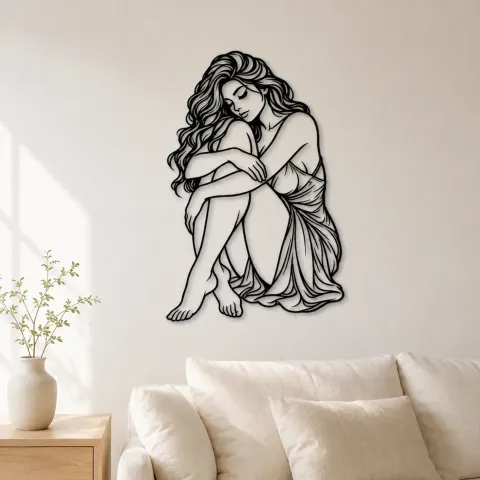 Curled Resting Pose Metal Wall Art | Movement Silhouette Decor