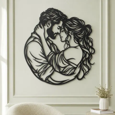Vue alternative de Forehead Touch Metal Wall Art | Romantic Couple Decor