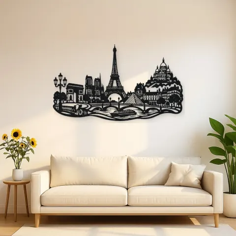 Paris Skyline Flow Metal Wall Art | Travel and City Wall Decor